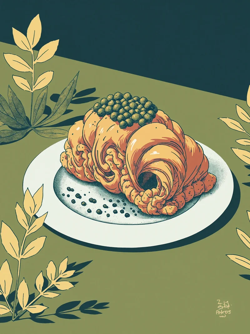 Illustrazione di un dolce artigianale su piatto semplice