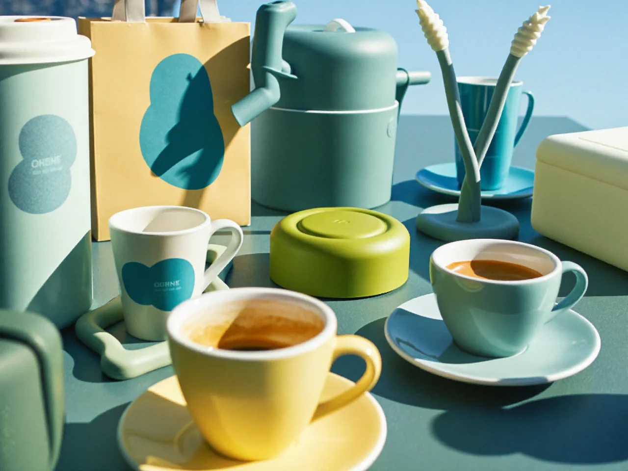 Dettaglio illustrato di materiali e lavorazione del caffè