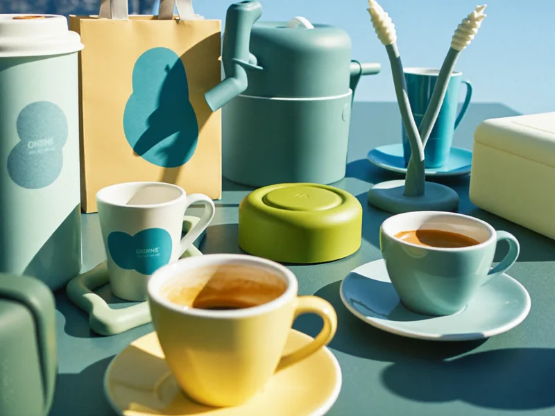 Dettaglio illustrato di materiali e lavorazione del caffè